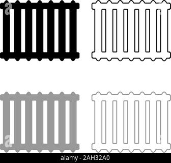 Cast iron battery Heating radiator icon outline set black grey color vector illustration flat style simple image Stock Vector