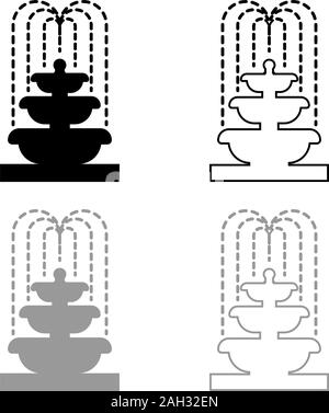 Fountain Tier of Water icon outline set black grey color vector illustration flat style simple image Stock Vector