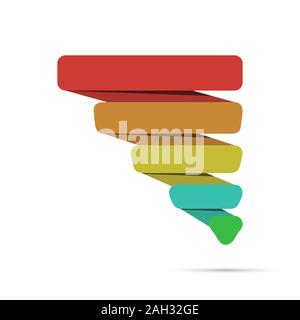 pyramid of five segments. Infographics for visual design of business projects, strategies and planning. Isolated on white background. Stock Vector