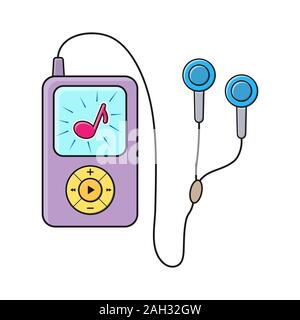 Simple cartoon Audio Music Player icon with headphones. Flat style. isolated on white background Stock Vector