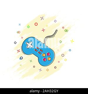 Color icon of the game controller. Flat cartoon comic style isolated on white background for web pages, apps, flyer, sticker, banner, Wallpaper, backg Stock Vector