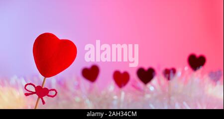 Valentines day card. Decorative heart and bokeh background in hearts and colorful background Stock Photo