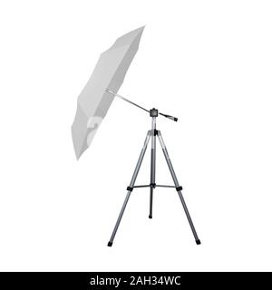 White umbrella reflector for flash. Professional camera equipment. A video illustration. Stock Vector
