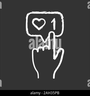 Like counter button chalk icon. Social media activity notification. New like. Followers. Isolated vector chalkboard illustrations Stock Vector