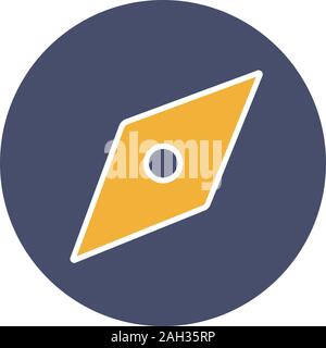 Explore tool glyph color icon. GPS navigation. Compass. Silhouette symbol on white background with no outline. Negative space. Vector illustration Stock Vector