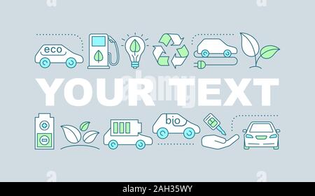 Electric car word concepts banner. Green vehicle. Isolated lettering ...