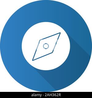 Explore tool flat design long shadow glyph icon. GPS navigation. Compass. Vector silhouette illustration Stock Vector
