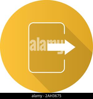 Exit button flat design long shadow glyph icon. Log out. Send file. Vector silhouette illustration Stock Vector