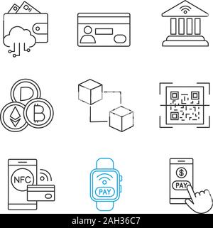 Contactless payments flat linear concept icon. Frictionless digital ...