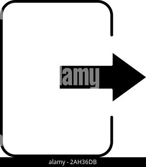 Exit button glyph icon. Log out. Send file. Silhouette symbol. Negative space. Vector isolated illustration Stock Vector
