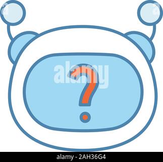 Chat Bot Face Icon With Question Mark Robot Over Blue Circuit ...