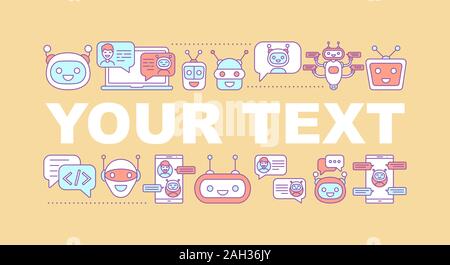 Chatbot word concepts banner. Chat bot. Service robot. Isolated lettering typography idea with linear icons. Machine learning. Artificial intelligence Stock Vector