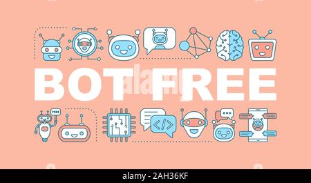 Free bot word concepts banner. Robot. Artificial intelligence. AI. Isolated lettering typography idea with linear icons. Modern technology. Chatbot. V Stock Vector