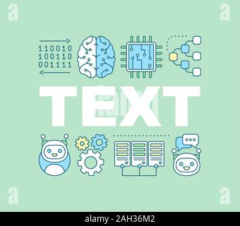 AI word concepts banner. Artificial intelligence. IT technology. Isolated lettering typography idea with linear icons. Chatbot. Vector outline illustr Stock Vector