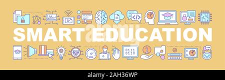 Smart education word concepts banner. E-learning. Interactive training. Isolated lettering typography idea with linear icons. Machine learning. IT tec Stock Vector