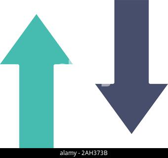 Vertical swap glyph color icon. Silhouette symbol on white background with no outline. Exchange arrows. Vertical flip. Import and export. Negative spa Stock Vector