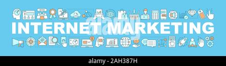 Internet marketing word concepts banner. SMM, SEO. Isolated lettering typography idea with linear icons. Online business. Internet advertising. Vector Stock Vector