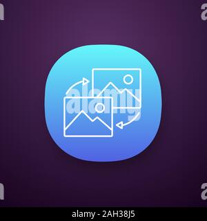 Data transforming app icon. UI/UX user interface. Pictures reload. Image type changing. Data conversion. Web or mobile application. Vector isolated il Stock Vector