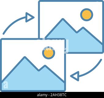 Data transforming color icon. Pictures reload. Image type changing. Data conversion. Isolated vector illustration Stock Vector