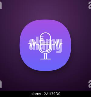 Speech recognition app icon. Voice command control. Microphone. Sound recording. UI/UX user interface. Web or mobile application. Vector isolated illu Stock Vector