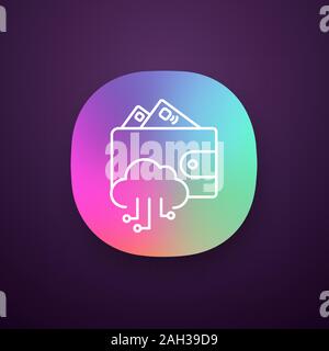 E-wallet app icon. Online money. UI/UX user interface. E-payment. Digital wallet and cashless payments. Cloud computing. Web or mobile application. Ve Stock Vector