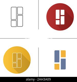 Dashboard icon. View quilt. Apps grid. Content view tiles. List menu. Flat design, linear and color styles. Isolated vector illustrations Stock Vector