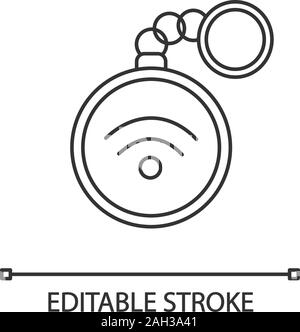 NFC trinket linear icon. Near field communication. Thin line illustration. RFID tag. Contactless technology. Contour symbol. Vector isolated outline d Stock Vector