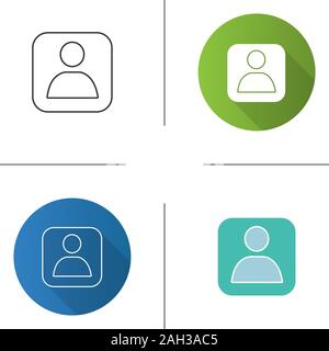 User account box icon. Profile. Flat design, linear and color styles. Isolated vector illustrations Stock Vector