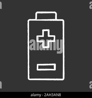 Battery with plus and minus signs chalk icon. Charging. Battery level ...