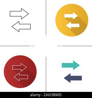Horizontal swap icon. Exchange arrows. Horizontal flip. Flat design, linear and color styles. Isolated vector illustrations Stock Vector