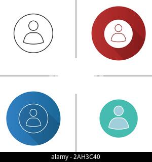 User account circle icon. User profile picture. Userpic. Flat design, linear and color styles. Isolated vector illustrations Stock Vector