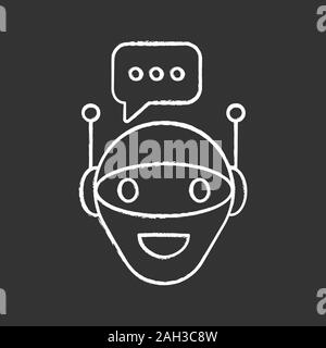 Chat bot chalk icon. Robot. Virtual assistant. Artificial intelligence. Isolated vector illustration Stock Vector