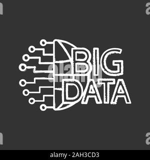 Big data chalk icon. Cloud computing. Cloud network. Database. Artificial intelligence. Isolated vector illustration Stock Vector