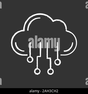 Cloud computing chalk icon. Data cloud. Cloud network. Big data. Database. Artificial intelligence. Isolated vector illustration Stock Vector