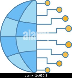 Big data color icon. Cloud computing. Neurotechnology network. Artificial intelligence. Isolated vector illustration Stock Vector