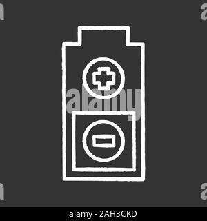 Battery with plus and minus signs chalk icon. Charging. Battery level ...