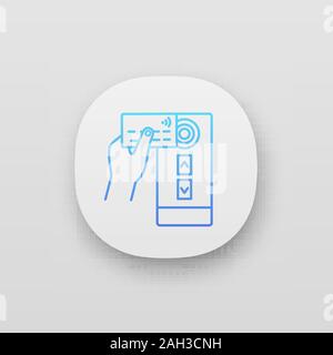 NFC credit card reader app icon. NFC public transport payment. UI/UX user interface. Web or mobile application. RFID door elevator access control card Stock Vector