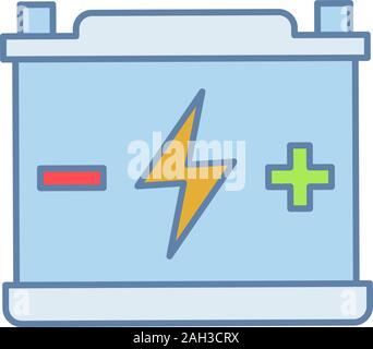 Accumulator color icon. Automotive battery. Power supply. Energy accumulation. Lead acid battery. Isolated vector illustration Stock Vector