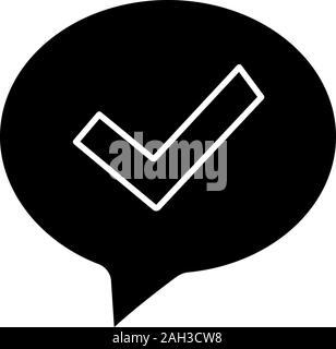Speech bubble with tick black glyph icon Stock Vector Image & Art - Alamy