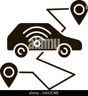 Driverless car route icon set. Simple set of 9 driverless car route ...