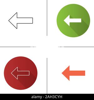 Keyboard backspace button icon. Back, previous. Left arrow. Motion. Flat design, linear and color styles. Isolated vector illustrations Stock Vector