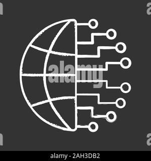 Big data chalk icon. Cloud computing. Neurotechnology network. Artificial intelligence. Isolated vector illustration Stock Vector