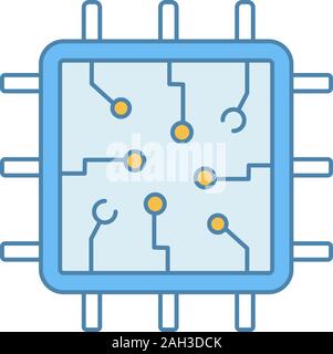 Chip color icon. Processor. Central processing unit. Artificial intelligence. Isolated vector illustration Stock Vector