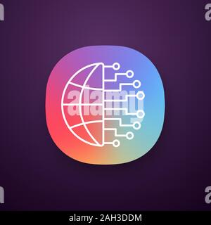 Big data app icon. UI/UX user interface. Cloud computing. Neurotechnology network. Artificial intelligence. Web or mobile application. Vector isolated Stock Vector