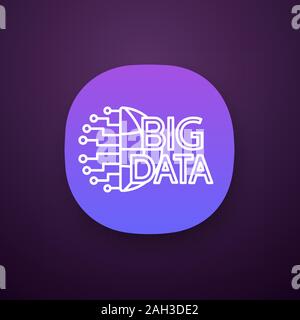 Big data app icon. UI/UX user interface. Cloud computing. Database. Artificial intelligence. Cloud network. Web or mobile application. Vector isolated Stock Vector