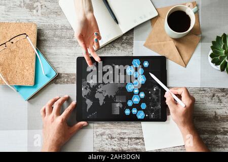 Mixed media, Business application, control panel on device screen. Business and internet concept Stock Photo