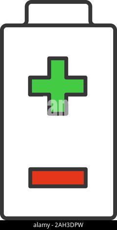 Battery with plus and minus signs color icon. Charging. Battery level ...