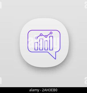 Chatbot graph app icon. UI/UX user interface. Chat bot diagram and analytics. Virtual assistant. Trading bot. Web or mobile application. Vector isolat Stock Vector