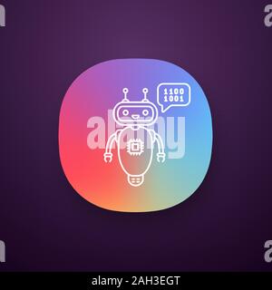 Chatbot coding color icon. Talkbot with chip insert. Codebot. Code ...