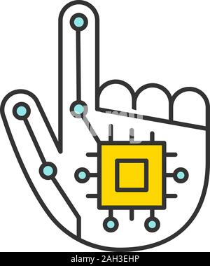 RFID chip implant vector icon for human with male user person profile ...